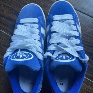 adidas Royal Blue Suede Sneakers with White Stripes